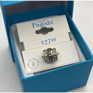 Piercing Pagoda M.Y. Beads IBB Mom Rhinestone Charm Thailand Sterling 925 Silver